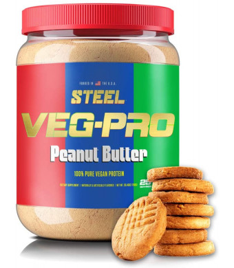 Steel Supplements Veg-PRO Vegetable Pea Protein Isolate Powder Supplement Natural Organic Vegan 1.5 Pounds (Peanut Butter)
