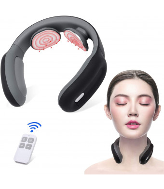 Neck Massager with Pulse Heat, Smart Cordless Cervical Vertebra Massager with 3 Modes 15 Speeds for Home, Car, Office, Outdoor and Gift