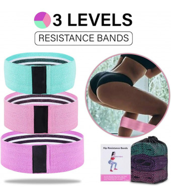EZTecho Set of 3 Resistance Bands for Legs and Butt, Exercise Bands Set Booty Bands Hip Bands Wide Workout Bands Sports Fitness Bands Resistance Loops Band Anti Slip Elastic (Pink, Teal, Purple)