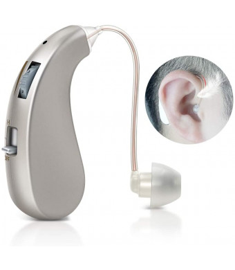 Sound Amplifier Digital Noise Reduce Hearing Amplifier Fit Any Ear Shape BHA-203 Silver, 7 Gram