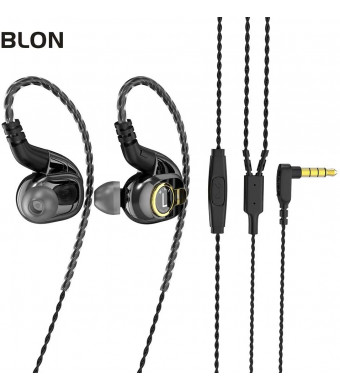 HiFi in Ear Monitor, BLON BL05 in Ear Earphone,10mm Carbon Diaphragm Dynamic Drive Bass HiFi DJ in Ear Monitor, in Ear Headphone with 2pins Detachable Cable Wired Earphone(Gun with Mic)