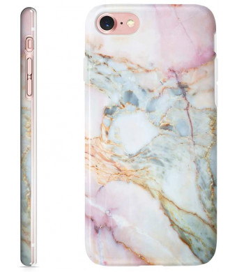 Obbii Design iPhone6s 7 8 SE 2nd Case Pink Purple Marble Design Pattern Printed Transparent Plastic Back Case with TPU Bumper Case Cover for iPhone 6s/iPhone 7 / iPhone 8 / iPhone SE 2020 (4.7")
