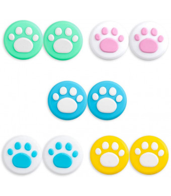RGEEK 10PCS Cute Cat Claw Joystick Thumb Caps for Nintendo Switch and Switch Lite, Thumb Stick Grips Analog Stick Cover, Soft Silicone for Joy-Con Controller