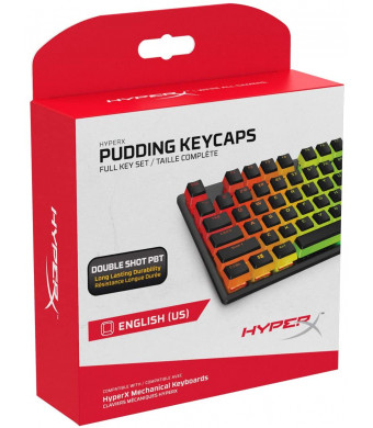 HyperX Pudding Keycaps - Double Shot PBT Keycap Set with Translucent Layer, for Mechanical Keyboards, Full 104 Key Set, OEM Profile, English (US) Layout - Black