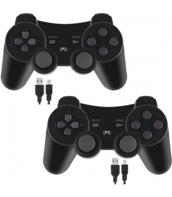PS3 Controller Wireless for Playstation 3 Dual Shock (Pack of 2,Black)