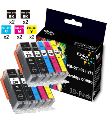 (10-Pack,2PGBK/2BK/2C/2M/2Y) Compatible PGI-270XL CLI-271XL Ink Cartridge PGI 270 XL CLI 271 XL Used for MG6820 MG6821 MG6822 MG5720 MG5722 MG5721 TS5020 TS6020 Printer, by ColorPrint
