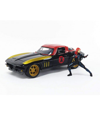 Jada Toys Marvel Avengers Black Widow and 1966 Chevrolet Corvette 1/24 Die-cast Model Car