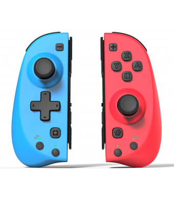 Wireless Custom Switch Joy Pad Controllers L/R Left and Right Remotes Compatible for Nintendo Switch Joy-Con's Replacement-Red/Blue