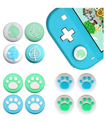 4 pcs Silicone Thumb Grips Cover Stick Joystick Thumbstick Caps for Nintendo Switch NS Nitendo Switch Lite NS JoyCon (Leaf and paw)