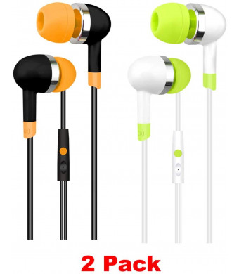 Earbuds with Microphone Headphones 2 Pack Ear Buds Wired in Ear Earphones Mic Contro Noise Isolating