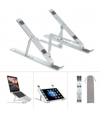 Laptop Stand Portable, KOOPAO Notebook Holder Adjustable Foldable Ventilated Desk Tablet Aluminum Compatible for New Apple MacBook Pro Air and Asus Samsung HP Dell Acer 9 to 15.6 inch