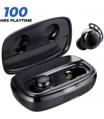 Tribit FlyBuds 3 Wireless Earbuds - 100H Playtime 2600mAh Charging Case IPX7 Waterproof USB-C Touch Control Bluetooth 5.0 Earbuds Deep Bass - True Wireless Earbuds with Mic for Sport Travel, Black