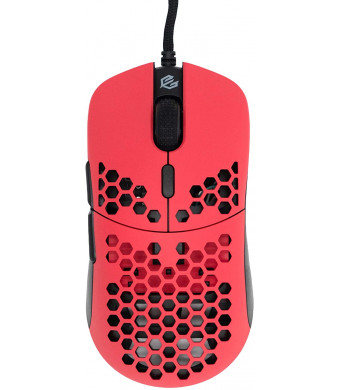 Gwolves Hati 2020 Edition Ultra Lightweight Honeycomb Design Wired Gaming Mouse 3360 Sensor - PTFE Skates - 6 Buttons - Only 61G (Faze Red)