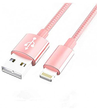 Lightning iPhone Charger Nylon Braided Cable - Apple MFi Certified Made for iPhone 11/11pro max/Xs/XS Max/XR/X / 8/8 Plus / 7/7 Plus / 6/6 Plus / 5 / 5S and More,(6FT Rose)