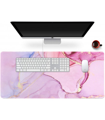 Anyshock Desk Mat, Extended Gaming Mouse Pad 35.4" x 15.7" XXL Keyboard Laptop Mousepad with Stitched Edges Non Slip Base, Water-Resistant Computer Desk Pad for Office and Home (Pink Abstract Art)