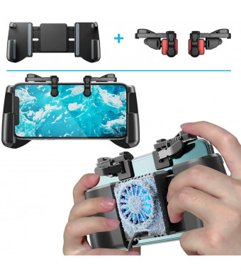 Mobile Game Controller + Active Cooling Fan Phone Radiator Grip, Compatible with iPhone/Android Phone, for PUBGG/Fortnitee/Call of Duty Mobile Games, Cooler Gaming Case Triggers L1R1 Buttons