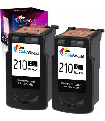 ColoWorld Remanufactured 210XL Black Ink Cartridge Replacement for Canon 210 PG-210XL Use for Canon Pixma MX410 MX350 MP250 MP495 MX330 MX340 MP280 MP480 MP490 Printer (2 Black, 2 Pack)