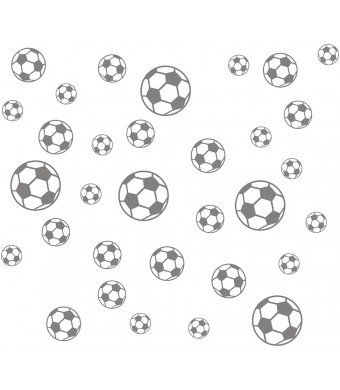 JUEKUI Set of 37pcs Soccer Ball Sticker Vinyl Wall Decals for Kids Rooms Bedroom Soccer Fans Home Decor 5 inch 4 inch 3 inch 2 inch WS28 (Grey)