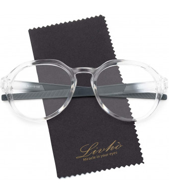 Livho Blue Light Blocking Glasses Women Men, Anti UV Glare Computer Gaming Eyeglasses Fashion Round Fake Frame (Clear)