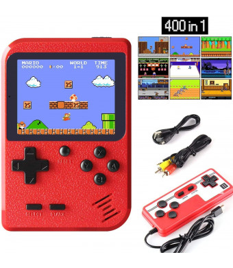 KINOEE Handheld Game Console Retro Mini Game Player with 400 Classical FC Games 2.8-Inch Color Screen Support for Connecting TV and Two Players Present for Kids and Adult... (Red)