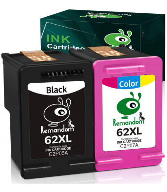 Remandom Remanufactured 62XL Ink Cartridge Replacement for HP 62 62XL 5660 5540 5545 5547 5640 5642 7640 5740 5741 5742 5743 5744 5745 (1 Black 1 Tri-Color)