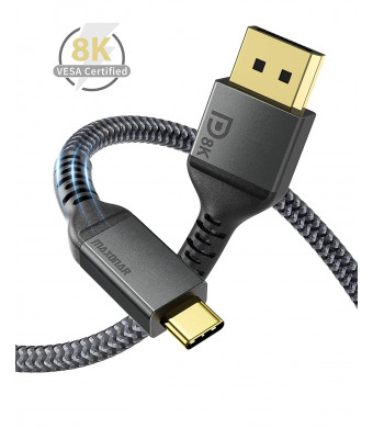 USB C to DisplayPort Cable 8K 60Hz, Maxonar 6.6FT/2M (4K 60Hz 144Hz 120Hz 2K 240Hz) VESA Certified 32.4Gbps Type-C Thunderbolt 3 to DP 1.4 HBR3 Alt Mode Video Adapter for MacBook Pro/iPad Pro, XPS 15