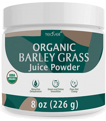 Premium Organic Barley Grass Juice Powder| 8 Ounces of USA Grown Green Superfood, Chlorophyll and Heavy Metal Detox Supplement- USDA Certified Greens Powder, Gluten Free, Non-GMO- Bulk Pack (226g)
