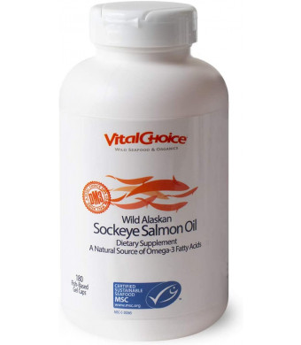 Vital Choice Wild Alaskan Sockeye Salmon Oil, Omega-3, 1000mg, 180-Count