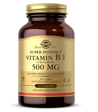 Solgar Vitamin B1 Thiamin Vegetable Capsules, 500 mg, 100 Count