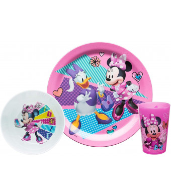 Zak Designs Minnie Mouse 3-Piece Plate, Bowl and Tumbler Set