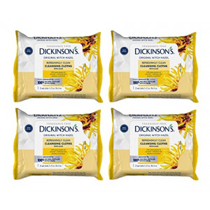 Dickinson's Original Witch Hazel Refreshingly Clean Cleansing Cloths with Aloe, 4 Pack, 25 Cloths per Pack