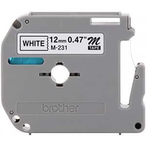 Brother Genuine P-touch M-231 Tape, 1/2" (0.47") Standard P-touch Tape, Black on White, for Indoor Use, Water Resistant, 26.2 Feet (8M), Single-Pack