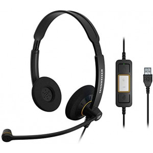 Sennheiser Consumer Audio SC 60 USB ML (504547) - Double-Sided Business Headset | For Skype for Business | with HD Sound, Noise-Cancelling Microphone, & USB Connector (Black)