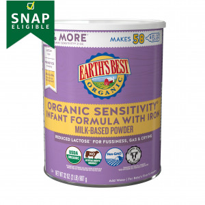 Earth's Best Organic Sensitivity Low Lactose Infant Formula with Iron, Omega-3 DHA and Omega-6 ARA, 32 oz. Can