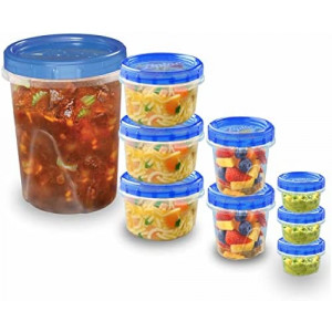 Ziploc Food Storage Meal Prep Containers Reusable for Kitchen Organization, Dishwasher Safe, Soups, Sauces and Sides Pack, 9 Count