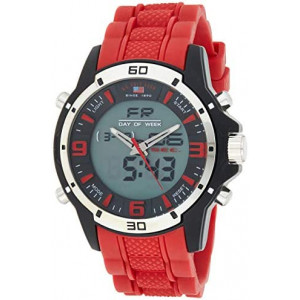 U.S. Polo Assn. Sport Men's US9534 Analog-Digital Watch With Red Rubber Band