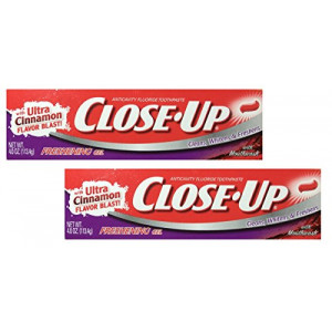 Close-Up Anti-cavity Fluoride Toothpaste Freshening Gel with Ultra Cinnamon Flavor Blast, 4.0 oz, 2-pack