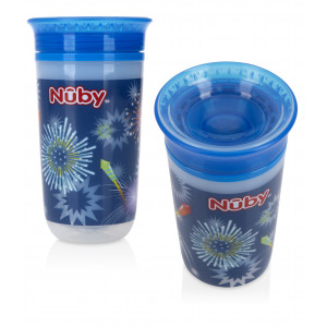 Nuby 2 Pk 10oz Insulated Light Up 360 Wonder Cup, Fireworks