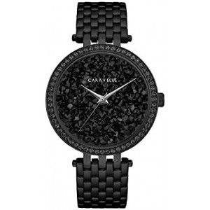 Caravelle Modern Quartz Ladies Watch, Stainless Steel Crystal , Black (Model: 45L171)