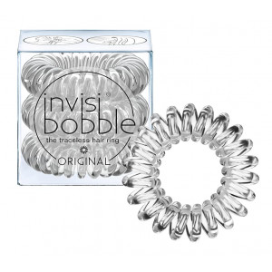 invisibobble Original Traceless Spiral Hair Ties with Strong Grip, Non-Soaking, Hair Accessories for Women - Crystal Clear (Pack of 3)