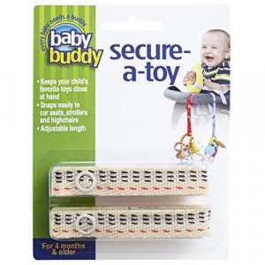 Baby Buddy Secure-A-Toy, Safety Strap Secures Toys, Teether, Pacifiers to Strollers, Highchairs, Car Seats, Adjustable Length Keep Toys Sanitary Clean, Registry Must Haves, Kayla BLVD Stitch, 2 Count