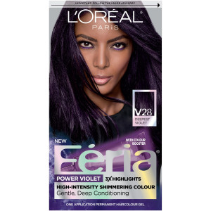 L'Oreal Paris Feria Multi-Faceted Shimmering Permanent Hair Color, V28 Midnight Violet (Deepest Violet), 1 Kit