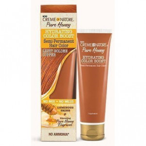 Creme Of Nature Pure Honey Hydrating Color Boost Semi Permanent Hair Color Light Golden Copper, 3 Oz