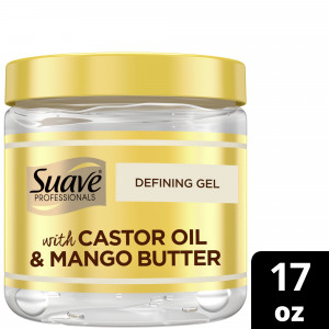 Suave Professionals Moisturizing Thickening Jar Hair Styling Gel with Castor Oil & Mango Butter, 17 oz