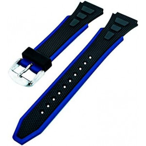 Speidel 18mm Blue/Black Rubber Heavy Duty Sport Band Replacement for Timex Ironman