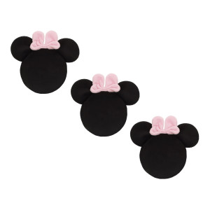 Disney Minnie Mouse Black Plush with Pink Bow 3 Piece Wall Décor
