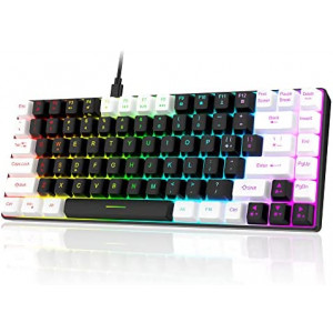 TKL Gaming Keyboard, 7KEYS Ultra Portable Keyboard, Wired 84 Keys RGB and Mechanical Feeling, Detachable and Stable Type-C Cable, Quiet for Typing, Comfort for Desktop PC Computer,Laptop Mac Gamer