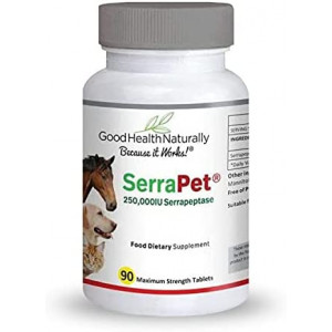 SerraEnzyme Serrapet - Proteolytic Enzyme Supplements for Cats and Dogs - 250,000IU | 90 Tablets - Good Health Naturally