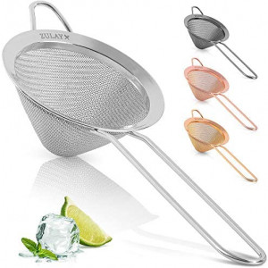 Zulay Stainless Steel Small Strainer - Effective Cone Shaped Cocktail Strainer For Cocktails, Tea Herbs, Coffee & Drinks - Fine Mesh Strainer That Is Rust Proof & Great As A Tea Strainer (Silver)