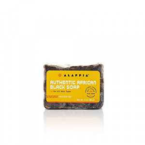 Alaffia Authentic African Black Soap Bar, Handcrafted to Cleanse and Moisturize Skin with Unrefined Shea Butter and Palm Kernel Oil, Fair Trade, Ethically Crafted, Unscented 3 Oz